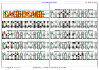 CAGED octaves C major scale 3nps box shapes : fretboard notes